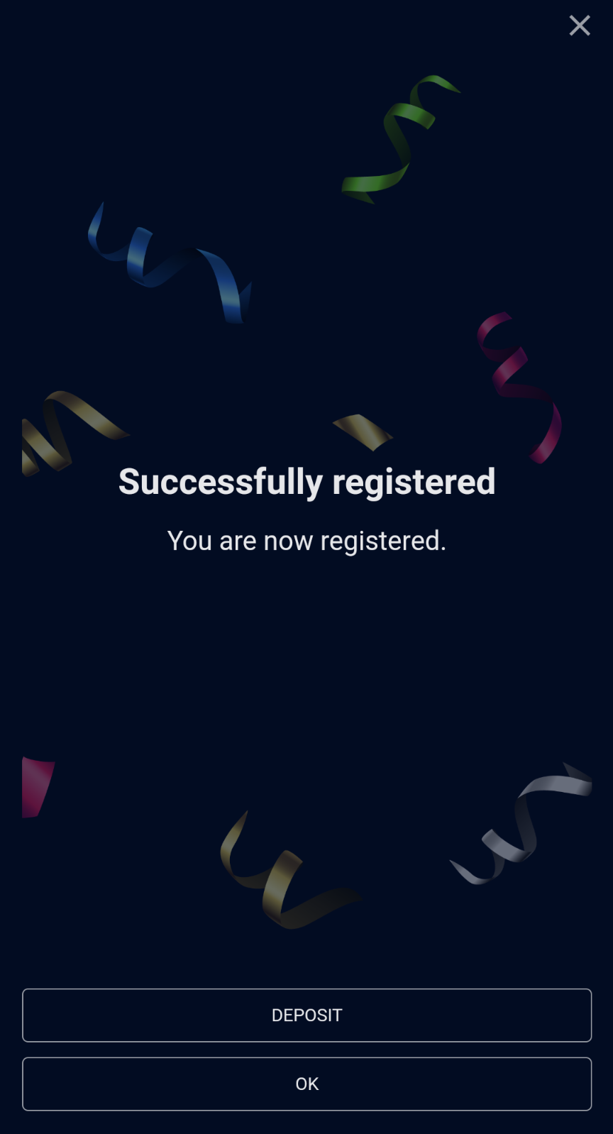 Vbet succesfully registered app