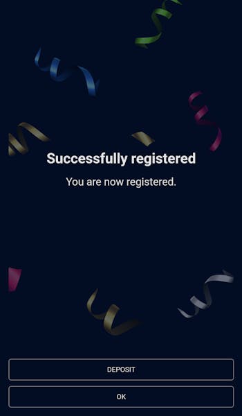 Vbet succesfully registered app
