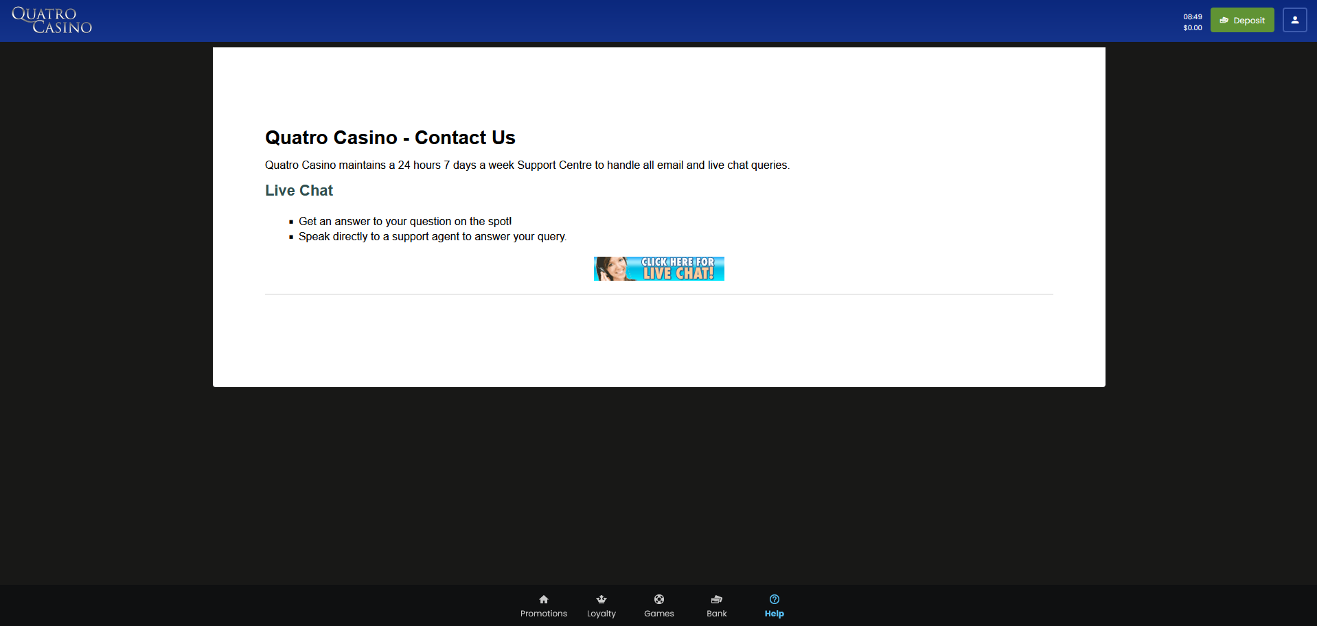 quatro casino review customer service