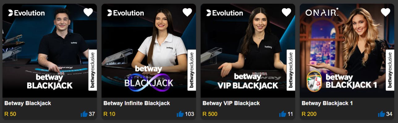 Betway SA Exclusive Online Blackjack Games