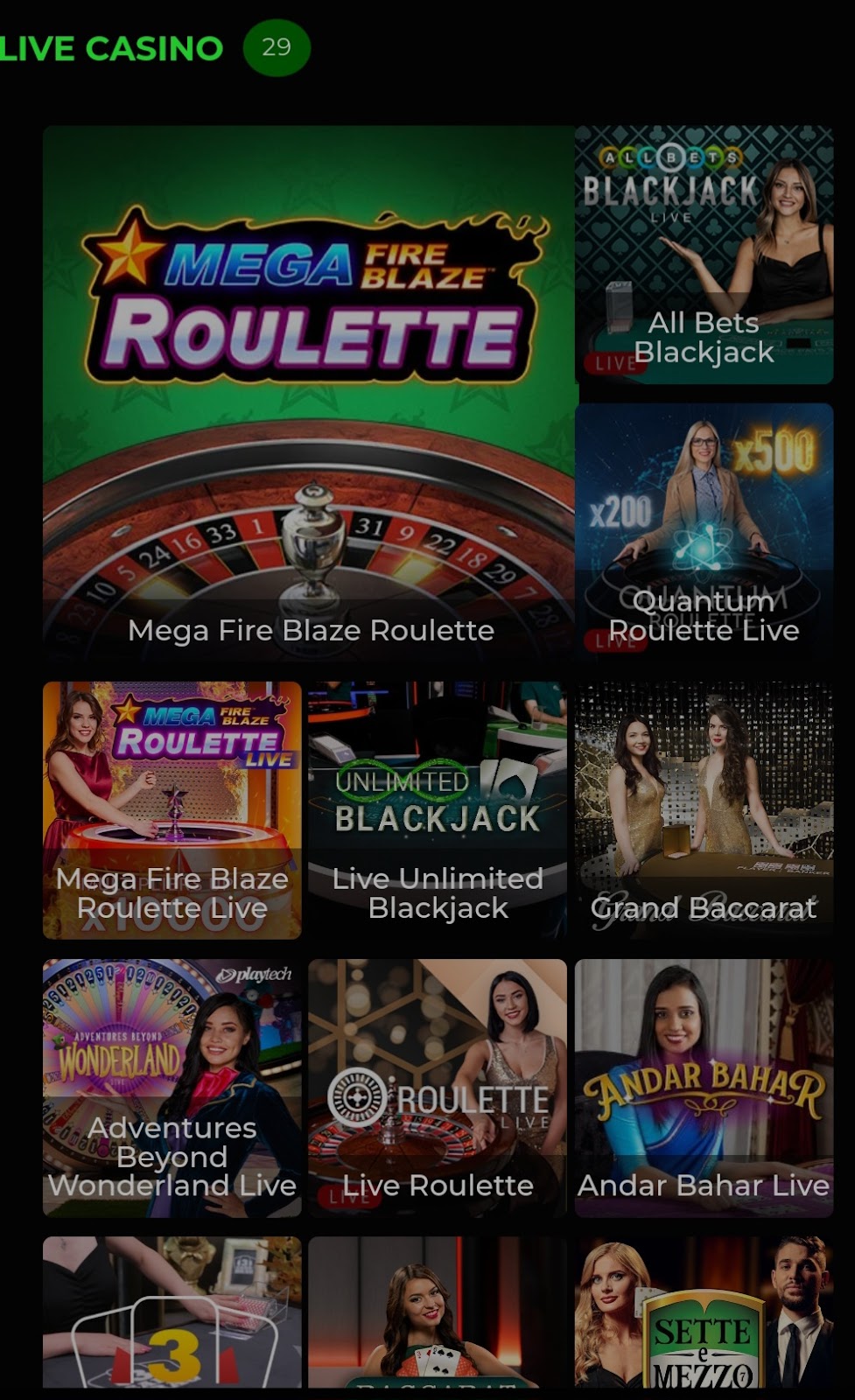 powerplay live casino selection