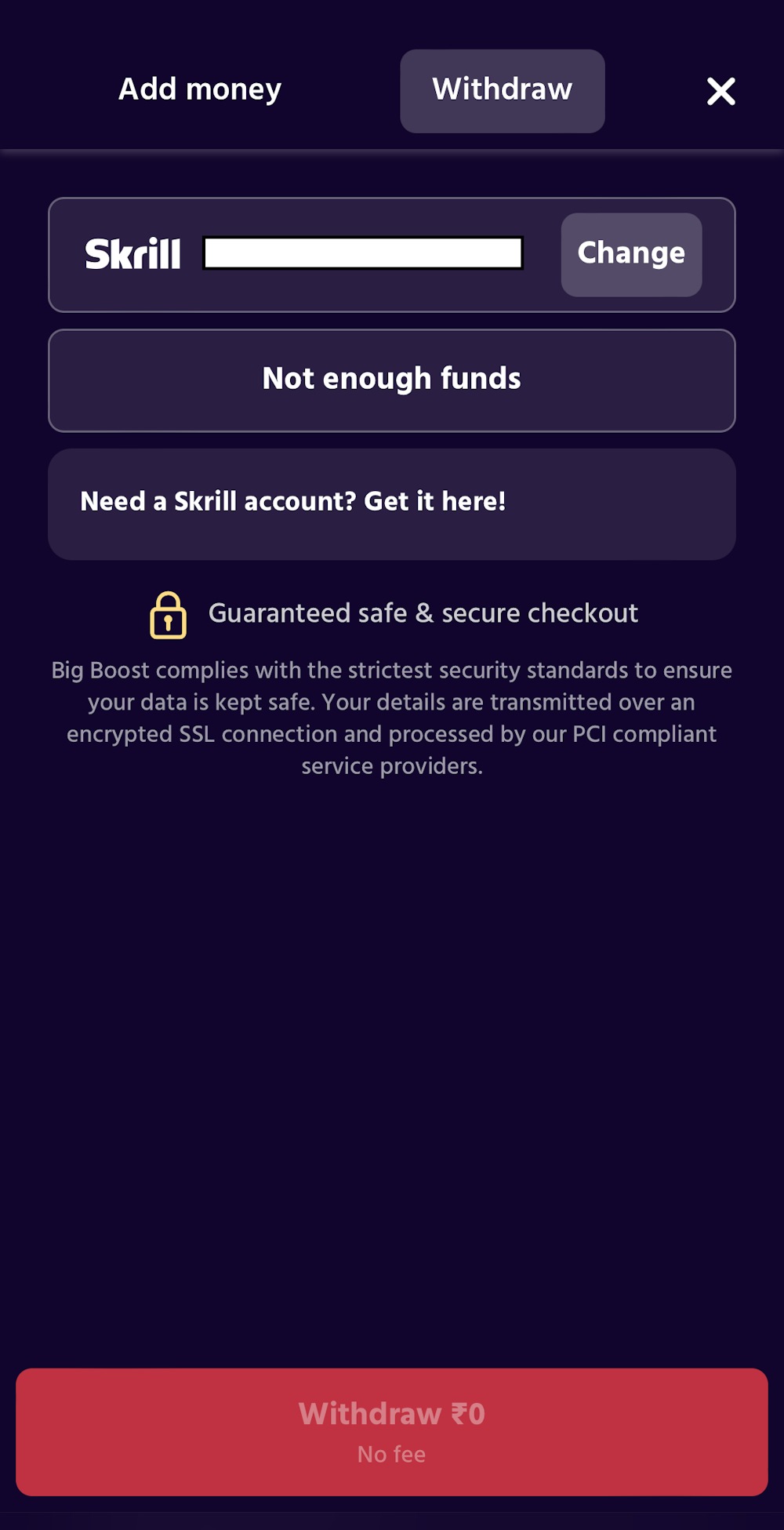 Big Boost Skrill Withdraw Step 2