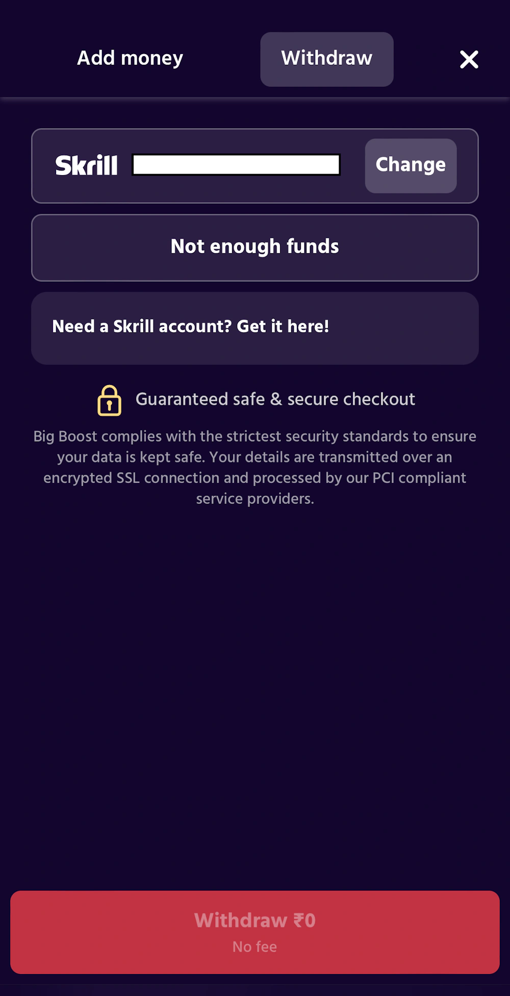 Big Boost Skrill Withdraw Step 2