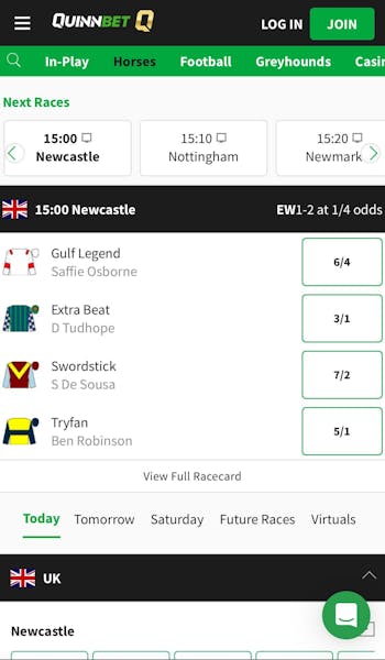 Quinnbet horse racing betting in Ireland