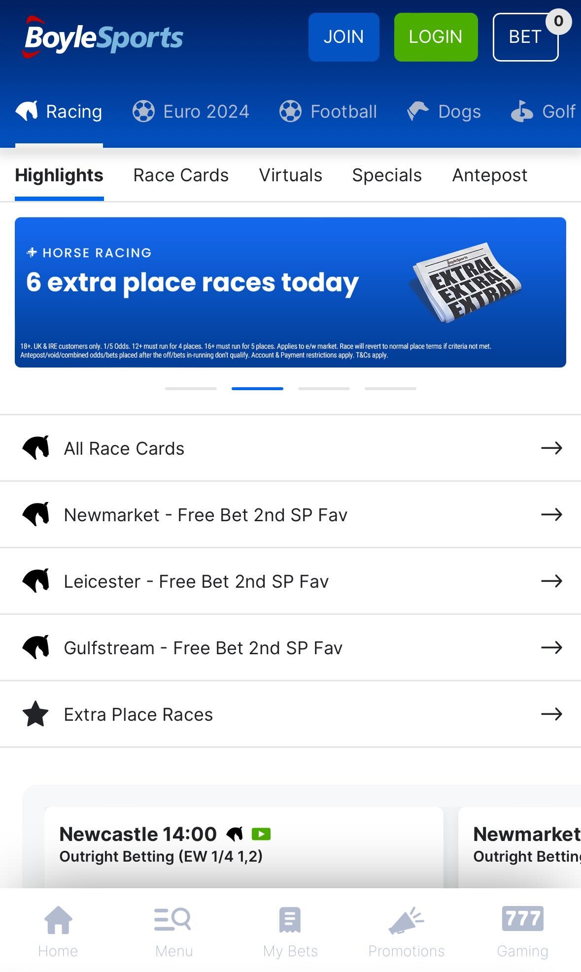 BoyleSports horse racing betting in Ireland.