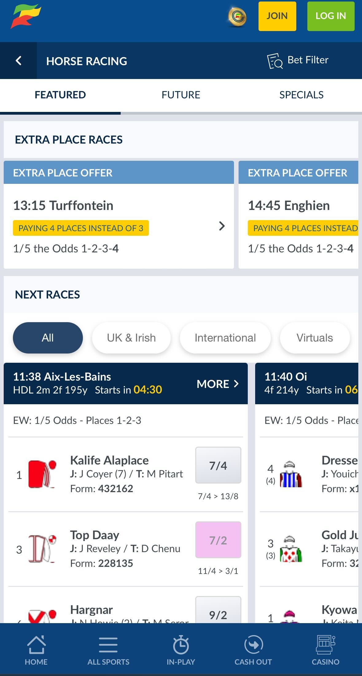 Coral horse racing betting in Ireland.
