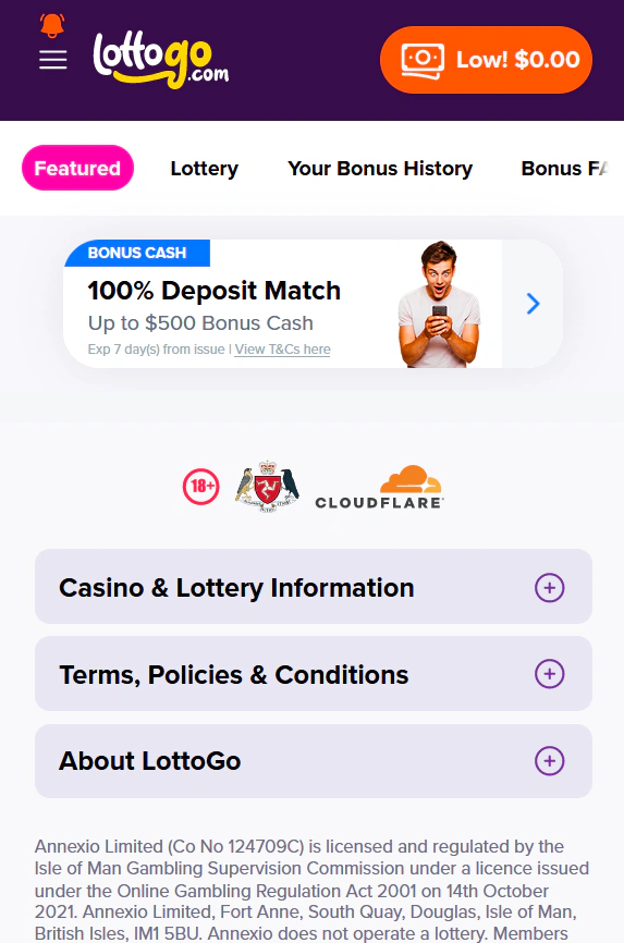 lottogo account page