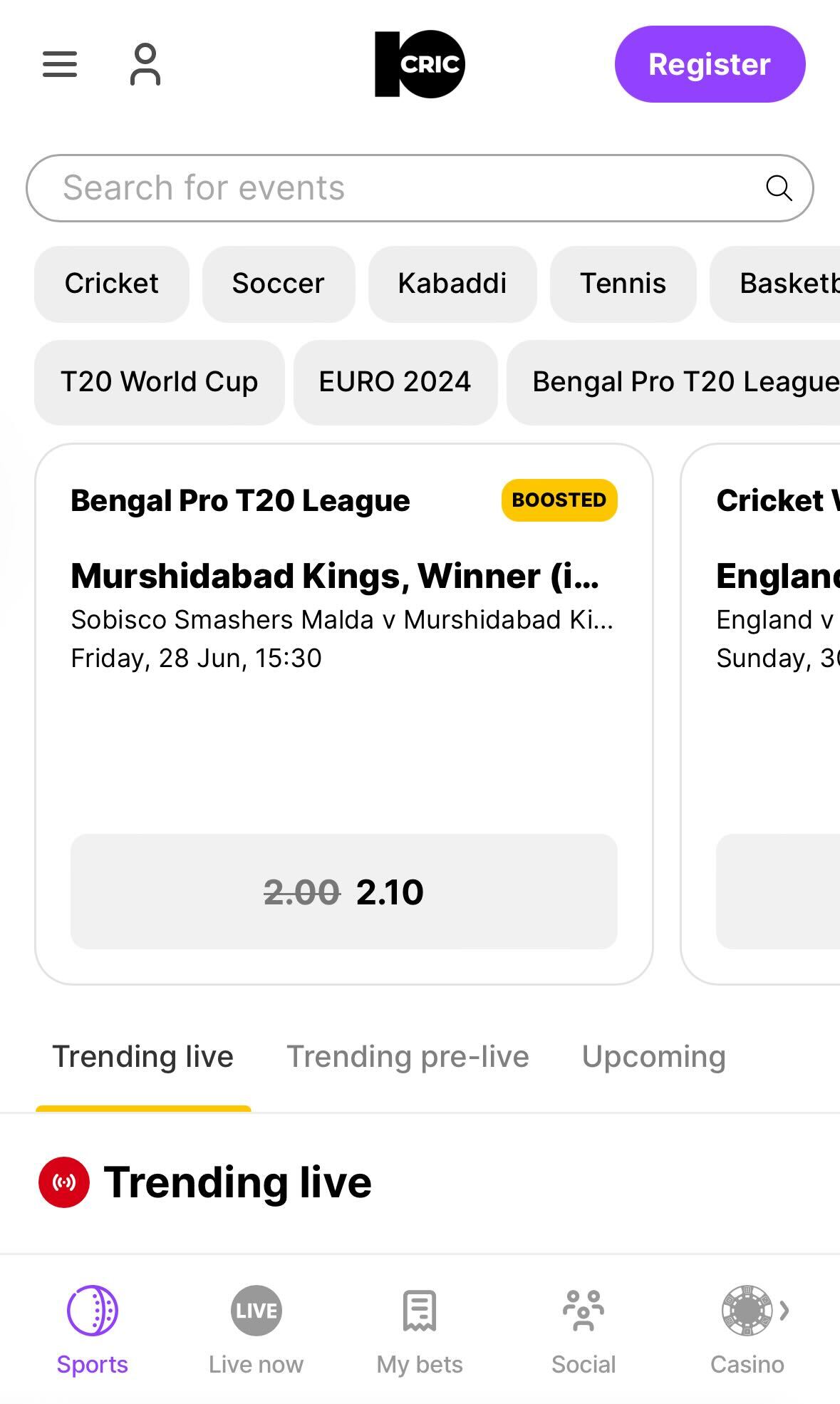 10Cric app sports betting
