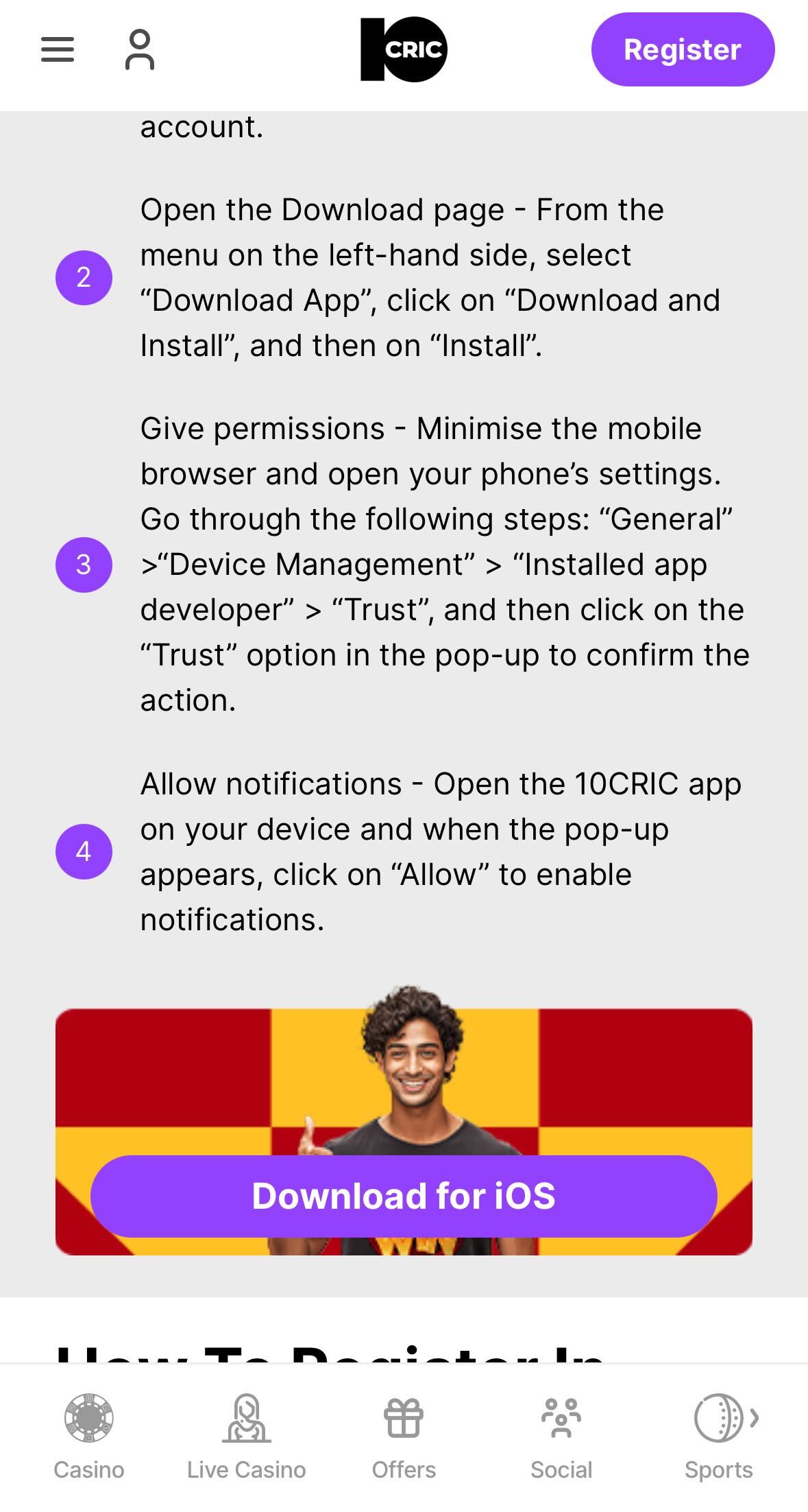 Download 10Cric iOS app.