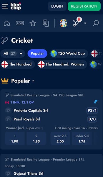 BlueChip app cricket betting