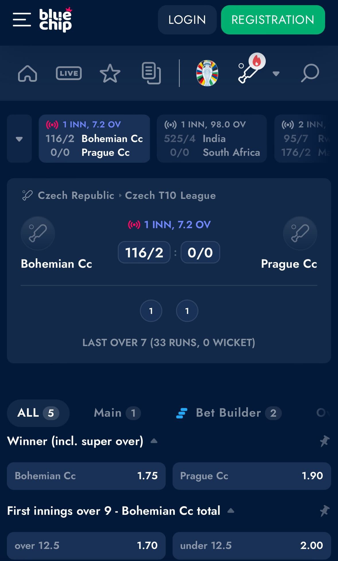 BlueChip app live betting