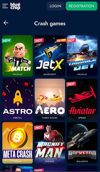 BlueChip app casino crash games