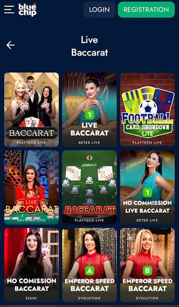 BlueChip App live bacarrat games