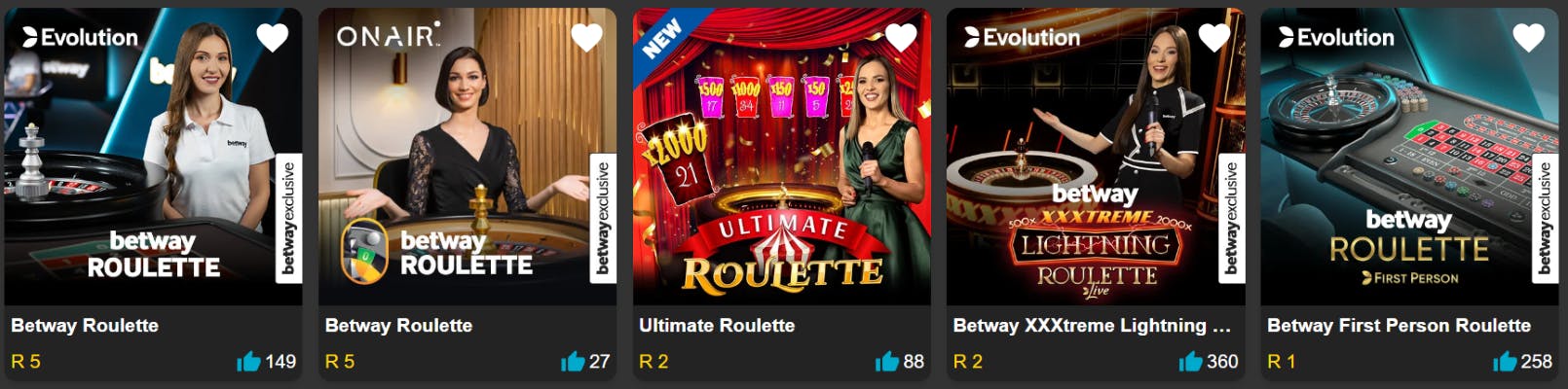Betway SA Online Roulette Games