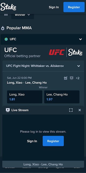 Stake UFC betting in India.