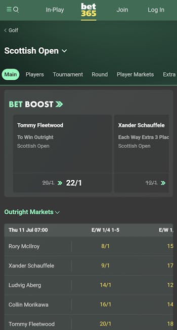 Bet365 golf betting in Ireland