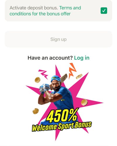 Parimatch sign up button mobile