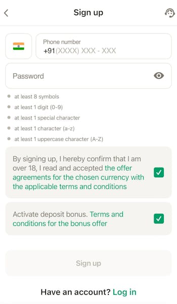 Parimatch signup mobile