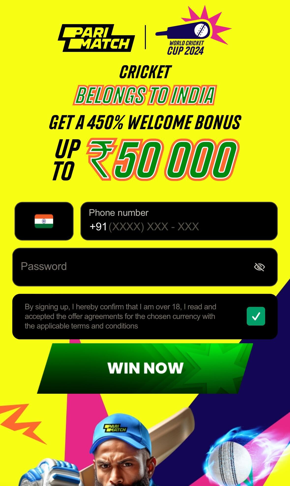 Parimatch welcome offer mobile