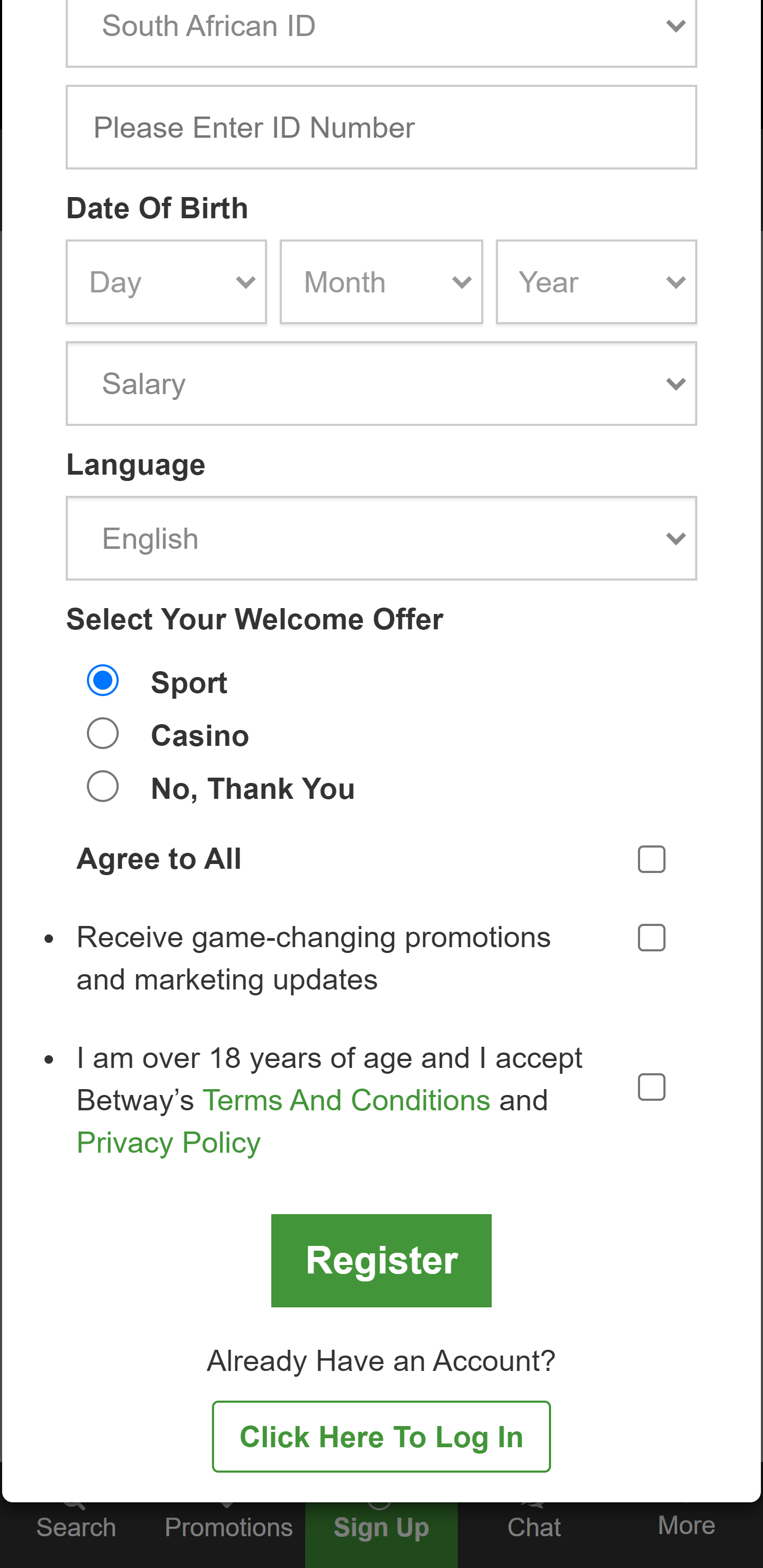 Betway ZA confirm registration