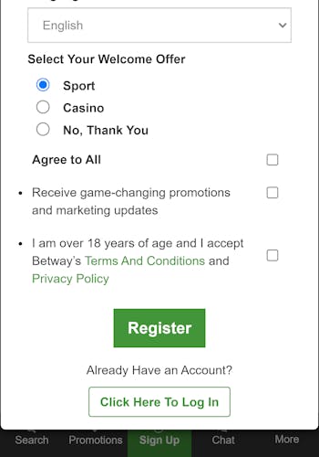 Betway ZA confirm registration