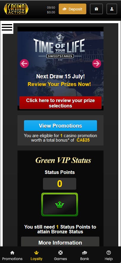 vip page in casino action