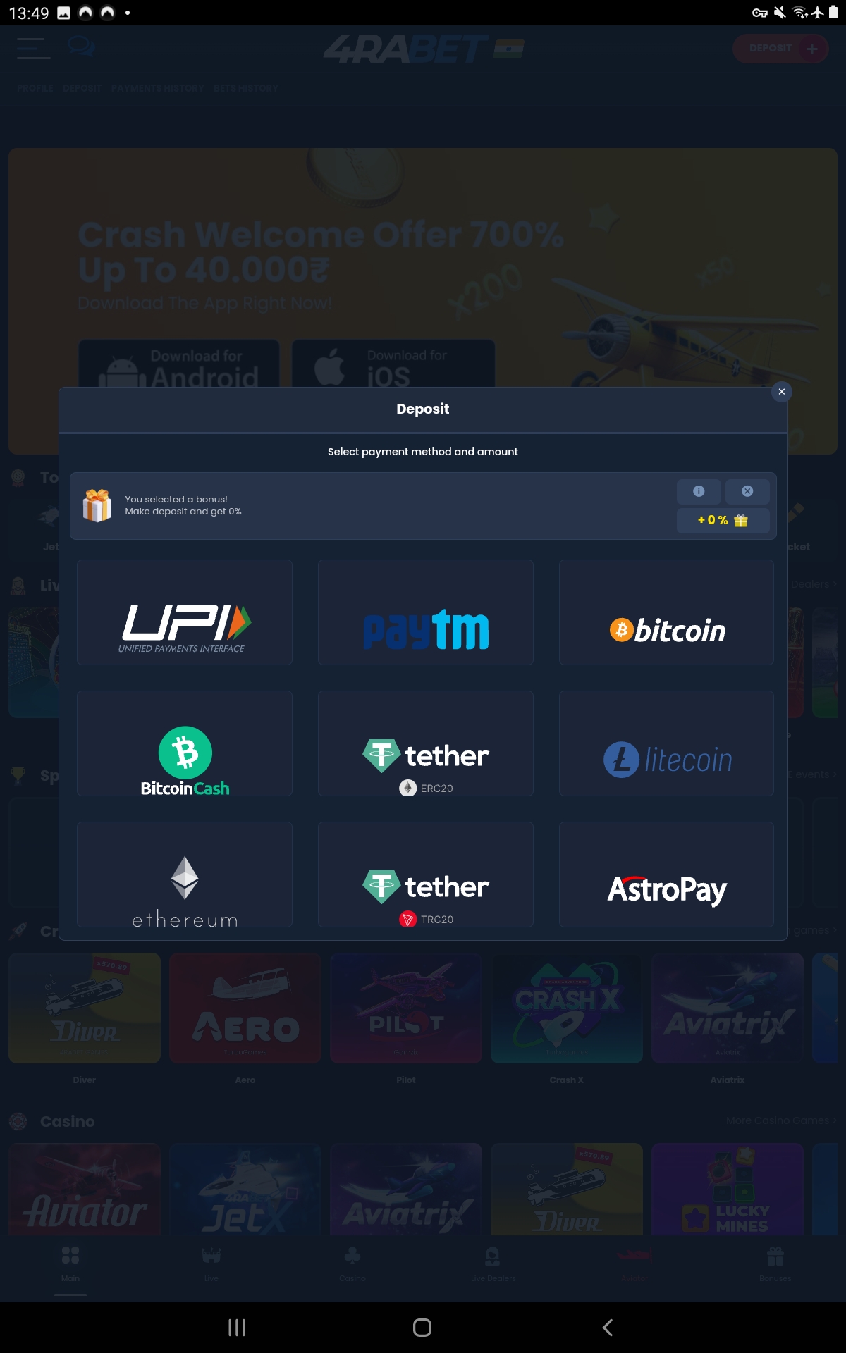 4raBet Android App 4