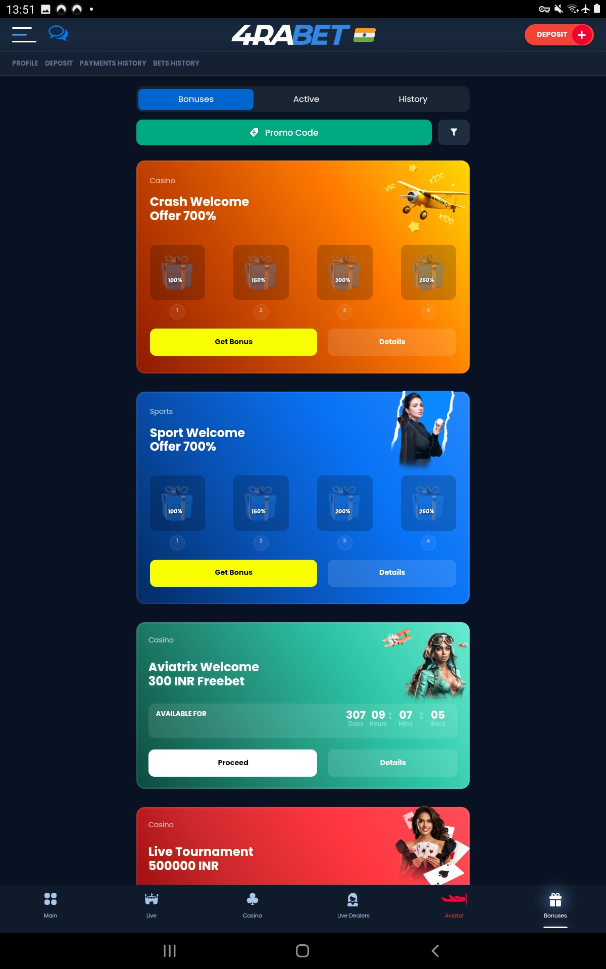 4raBet Android App 6