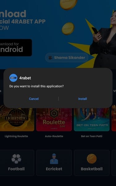 4raBet Android App installer