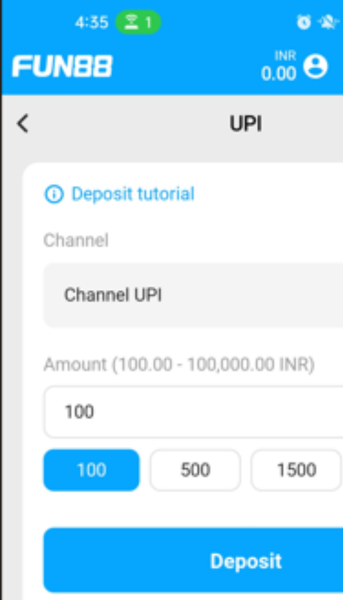 Fun88 UPI deposit 2
