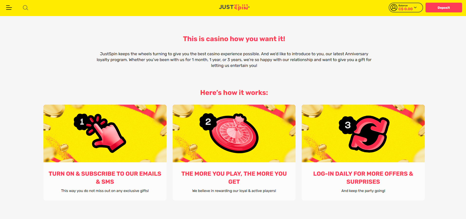 just spin casino loyalty program