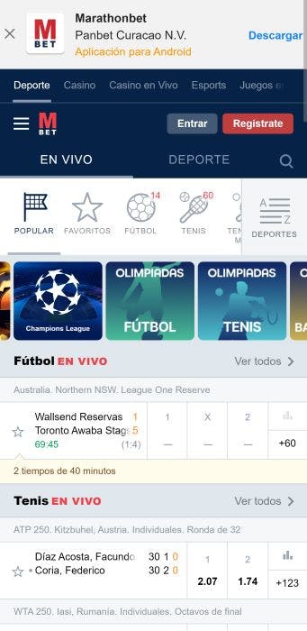 Marathonbet Ecuador celular