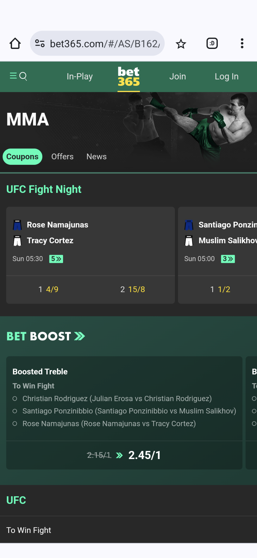 Bet365 UFC betting in Ireland