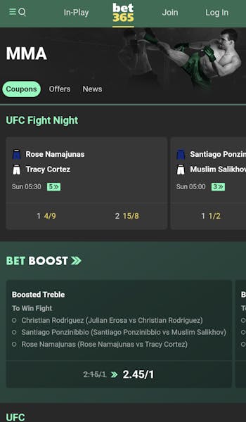 Bet365 UFC betting