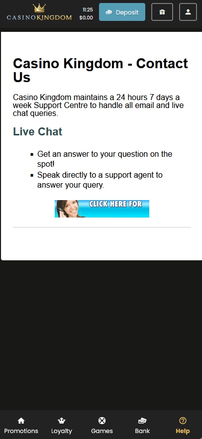 contact casino kingdom on mobile