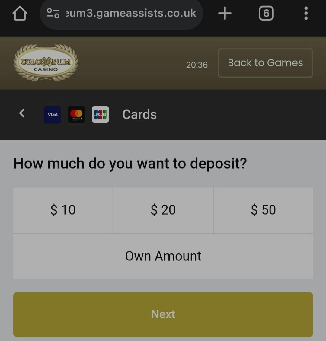 payment methods colosseum casino canada