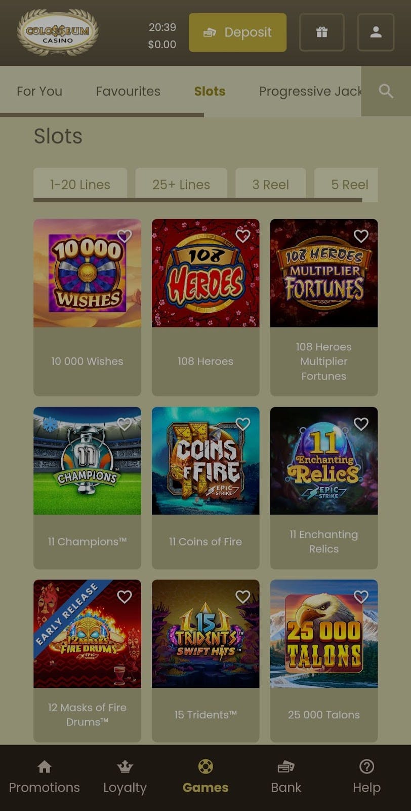 online slots colosseum casino