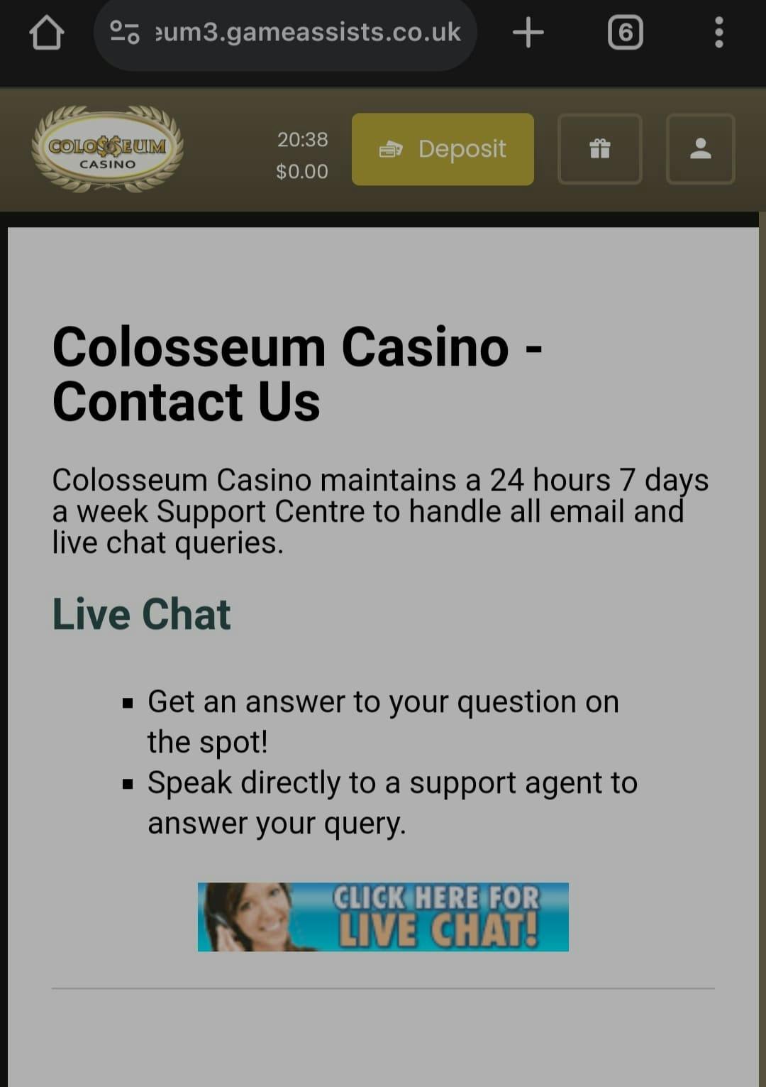 how to contact colosseum casino