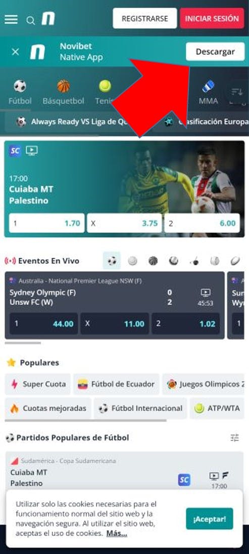 Novibet Ecuador descargar app