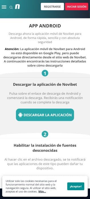 Novibet Ecuador descargar app - paso 2