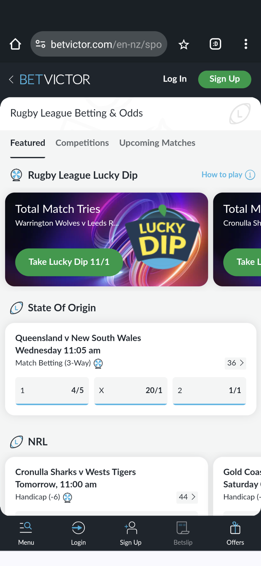 Betvictor rugby league betting