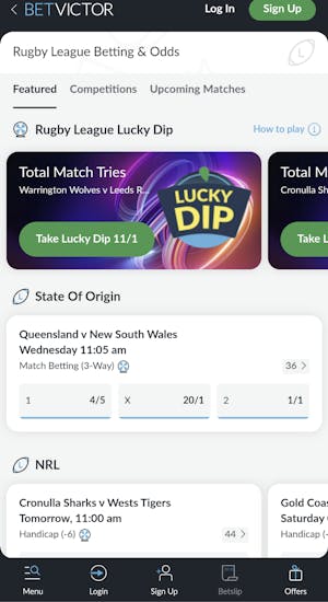 Betvictor rugby league betting