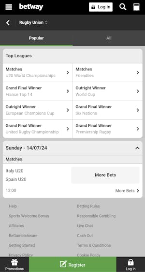 Betway rugby union betting