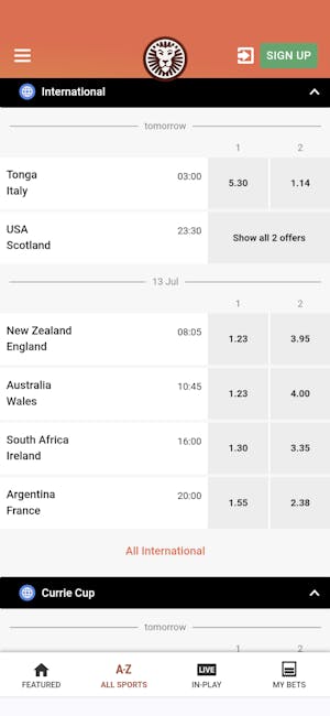 Leovegas rugby union betting NZ