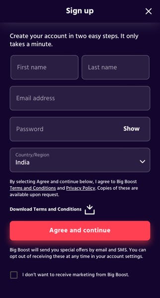 Big Boost Signup Step2