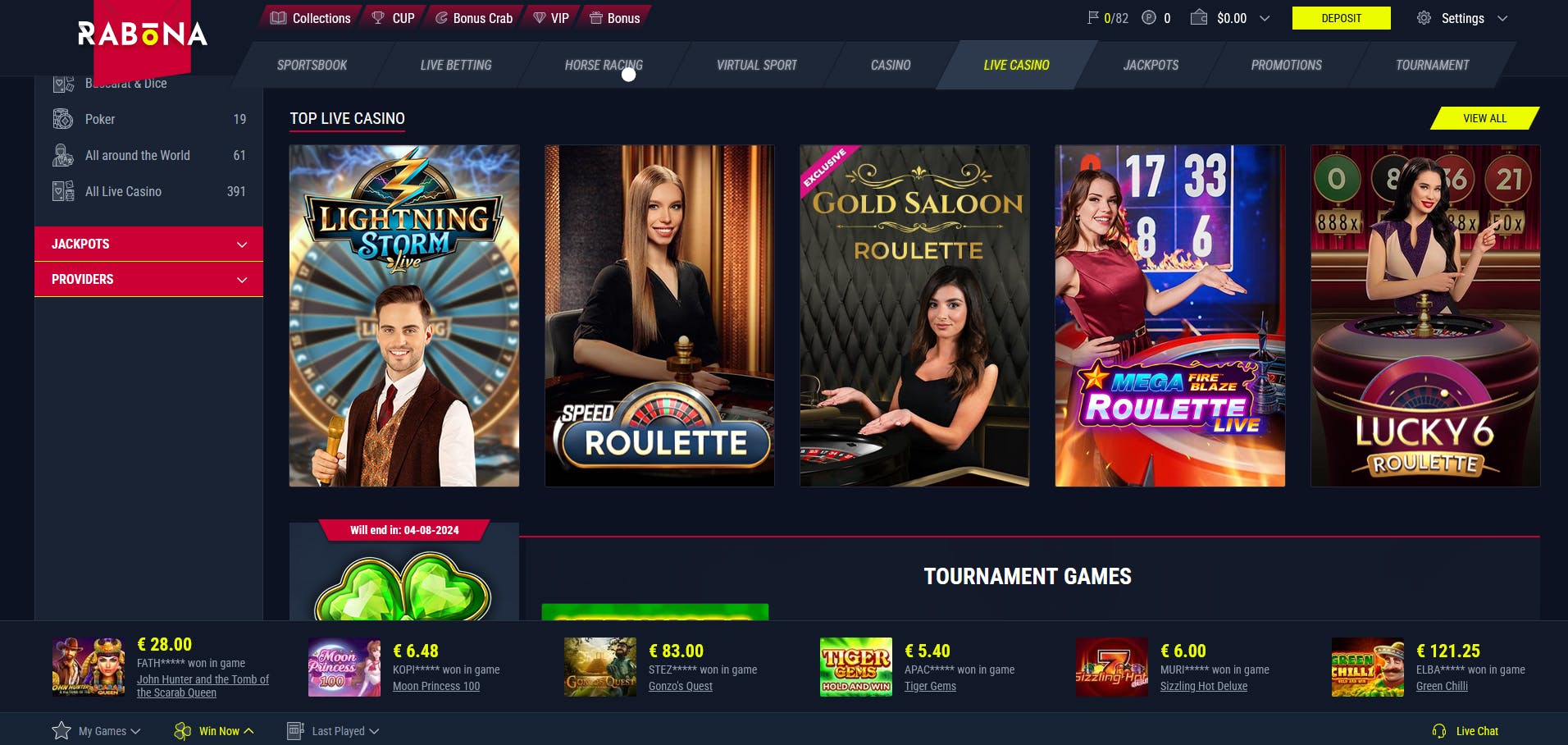 live casino preview at rabona casino