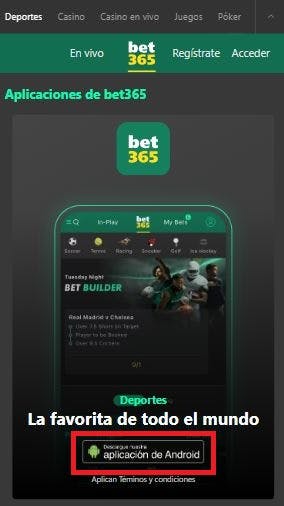 como descargar la Bet365 app