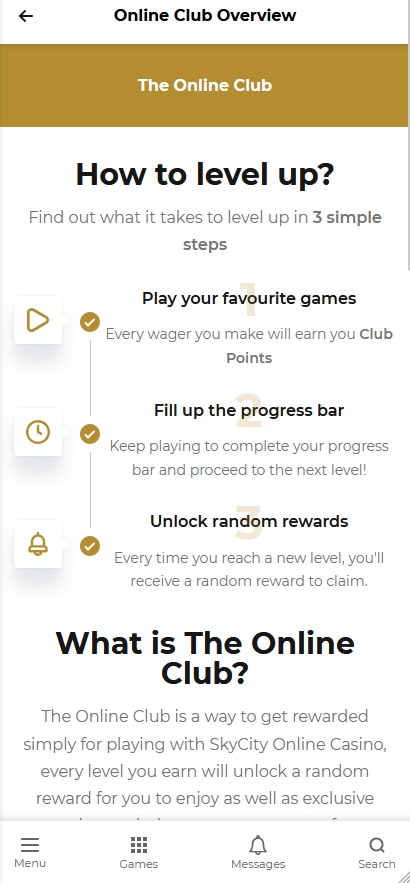 skycity vip club on mobile