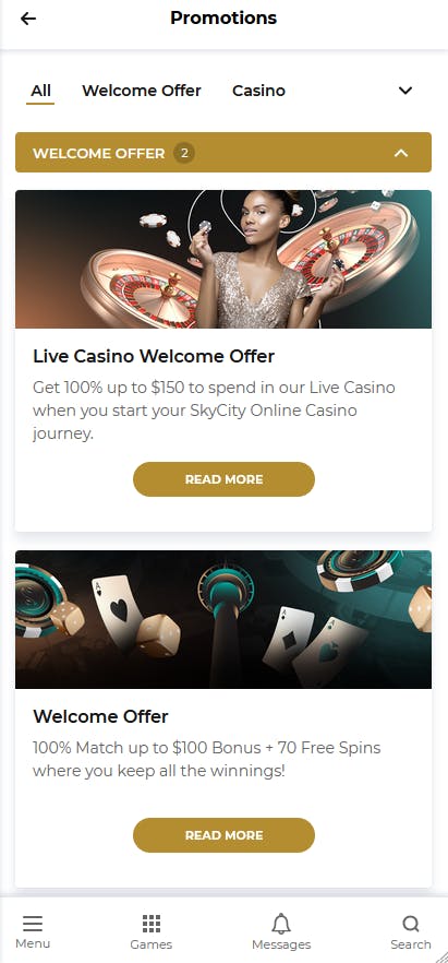 skycity welcome offers on mobile