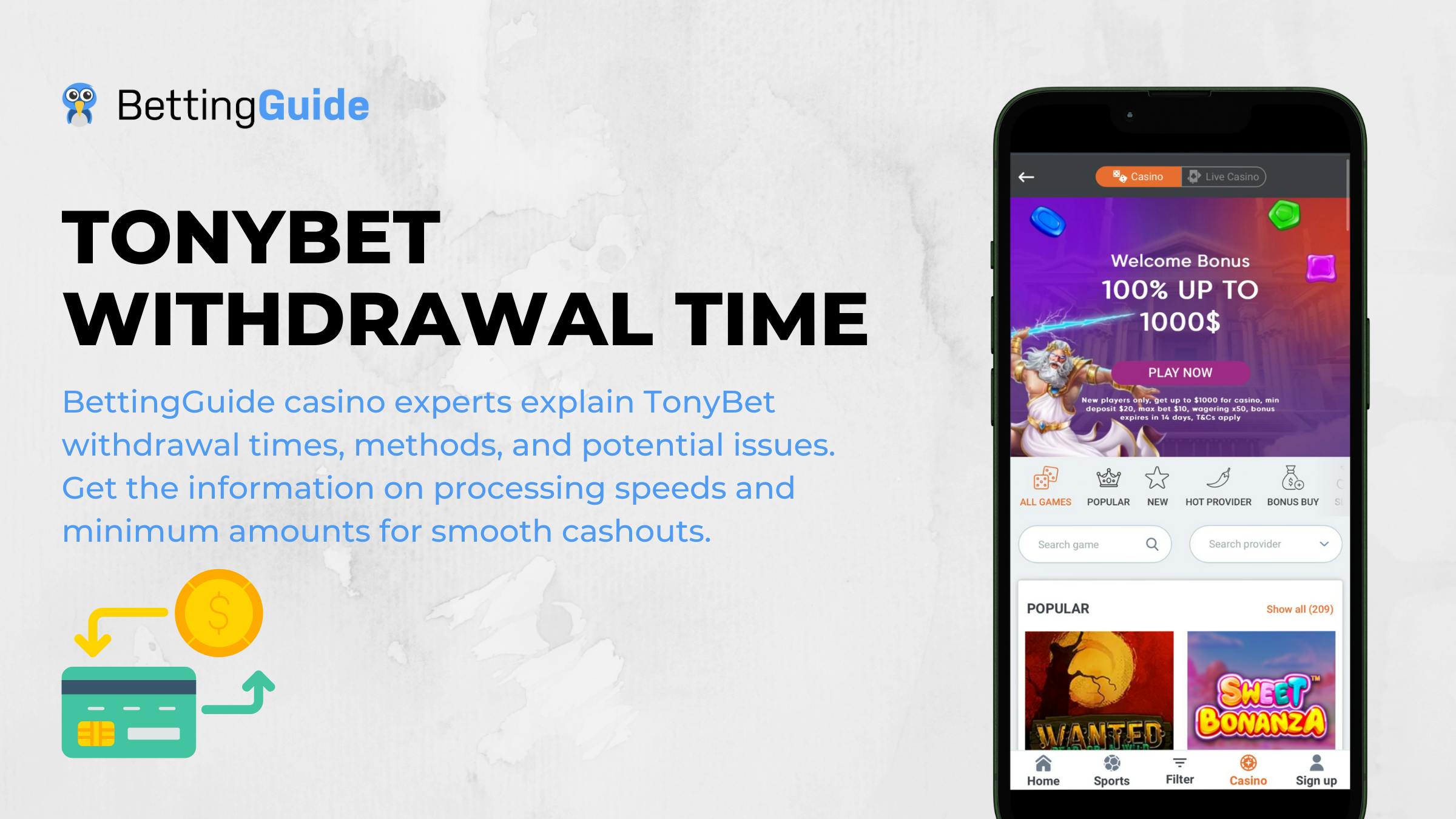 tonybet withdrawal time